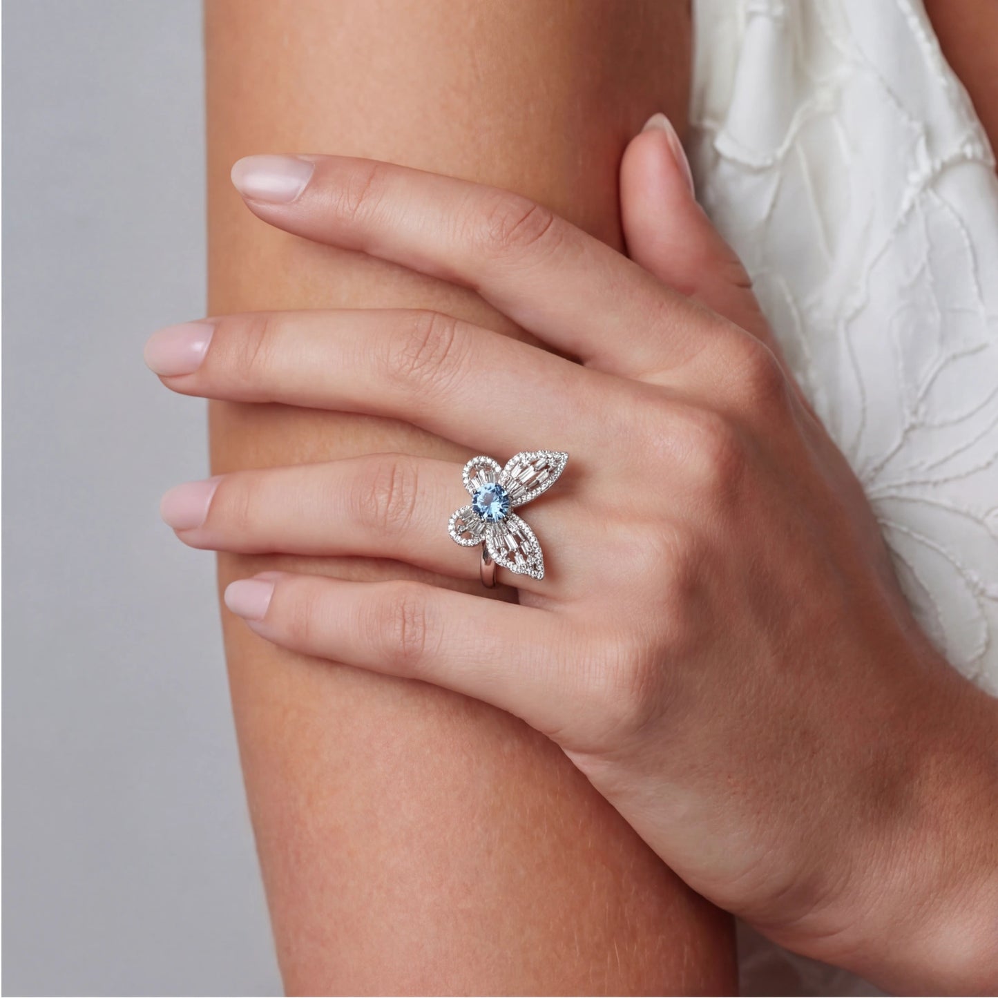 Blue Butterfly Moissanite Ring